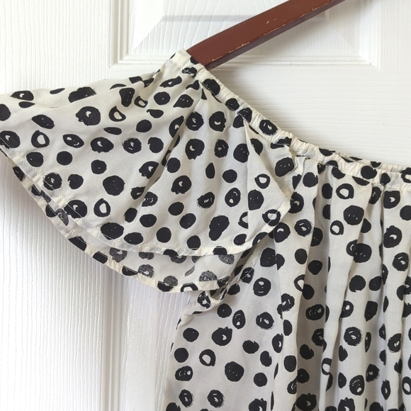 Maeve Anthropologie Garden Grove Off The Shoulder Flutter Cap Sleeve Top Ivory S - Picture 3 of 11